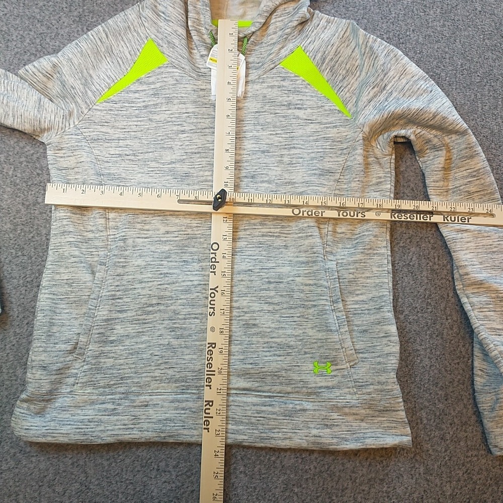 Under Armour Womens ColdGear Storm Hoodie Gray Neon Yellow Semi-Fitted Large - Picture 8 of 16